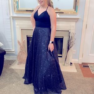 Navy Prom Dress Ball Gown 10 NWT